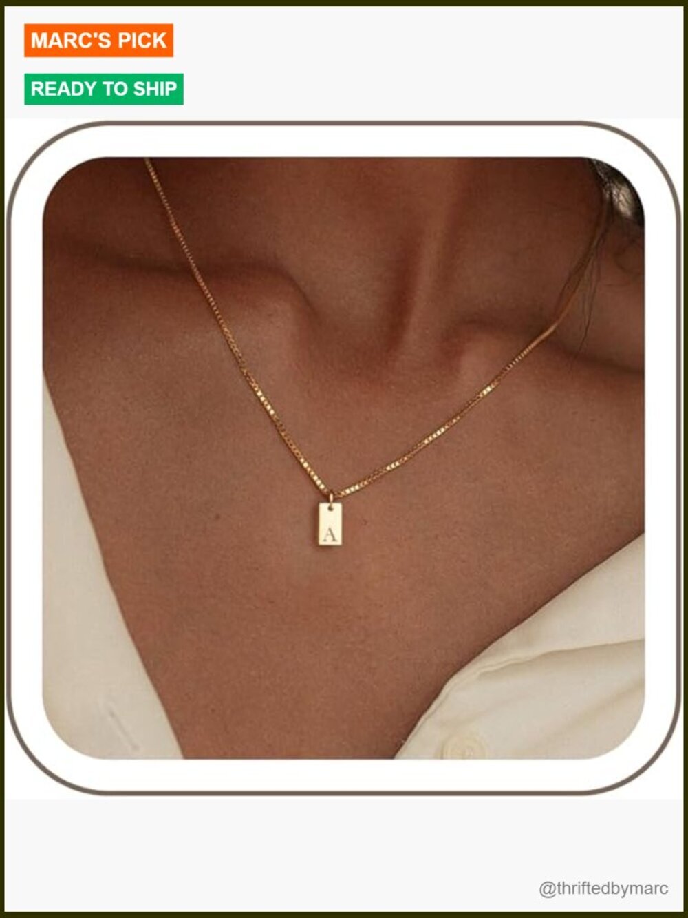 14K Gold Plated Initial Pendant Necklace Dainty Letter Tag Layering